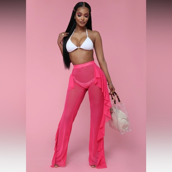 NWT Fashion Nova Sunshine See Through Cover-up Pant Sz: S - Picture 2 of 16